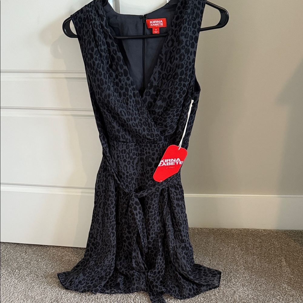 Kirna Zabete Navy Leopard Print Midi Dress